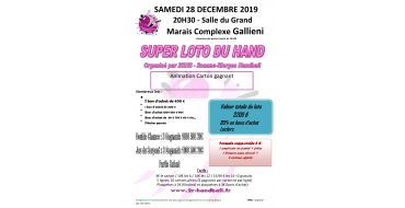 SUPER LOTO DE NOEL SAMEDI 28 DÉCEMBRE 2019 - 20H30 - Salle du Grand Marais